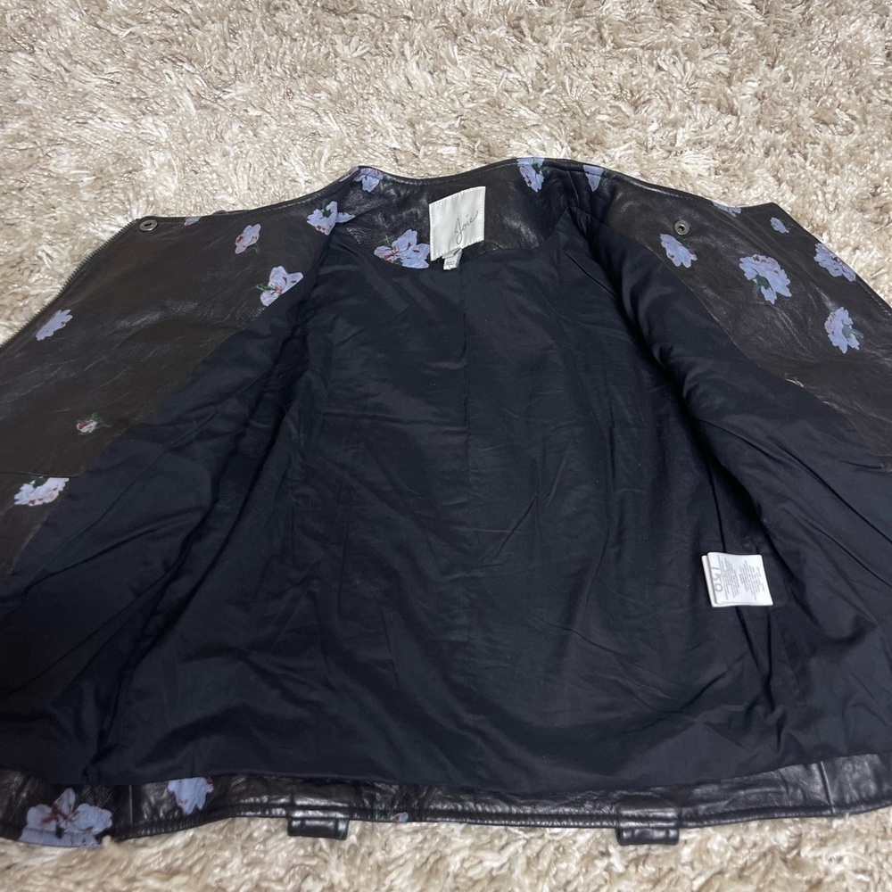 NWOT Joie Thisbe Moto Black Floral Lamb Leather Jacket Size XS - Picture 11 of 16